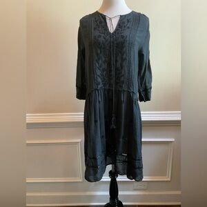 JP And Mattie Blue Embroidered Lagenlook Peasant Cottagecore Cotton Dress Size S